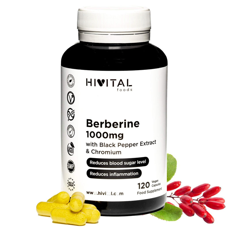 Berberine 1000 mg. 120 vegan capsules. With chrome and black pepper for better absorption. The best concentrated extract of Berberis Vulgaris - NewNest Australia