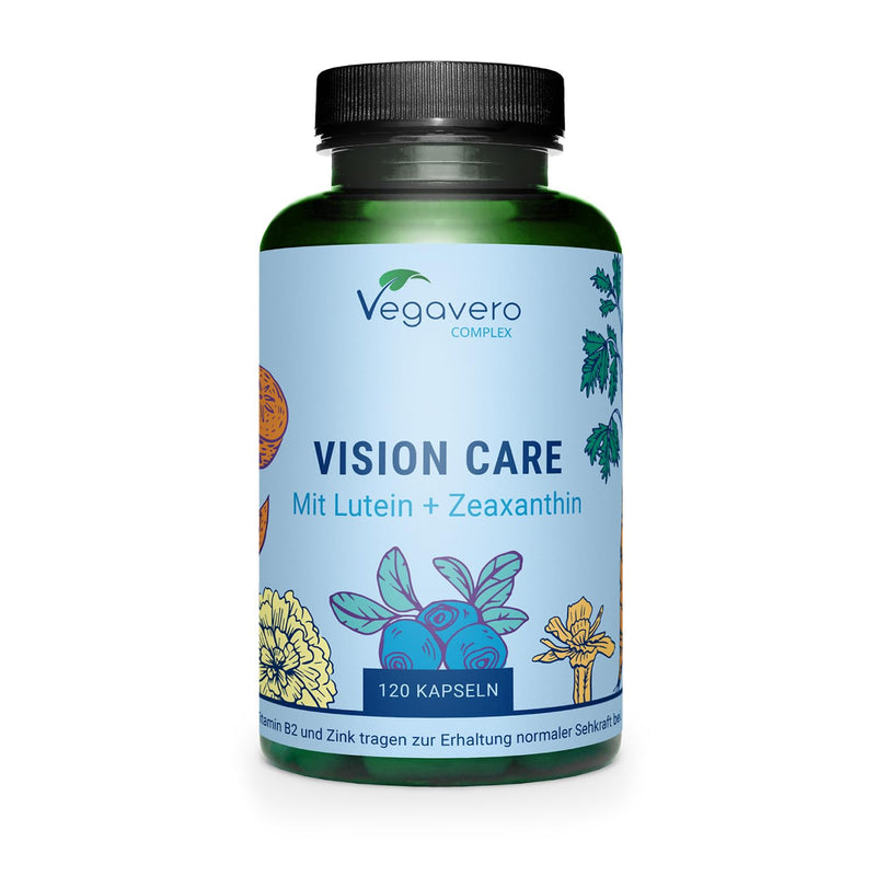 VISION CARE Vegavero® | Eye vitamins: Lutein & Zeaxanthin | VISION & EYES* | 120 capsules | with beta carotene, blueberry, vitamin B2 & zinc | Without additives | Vegan - NewNest Australia