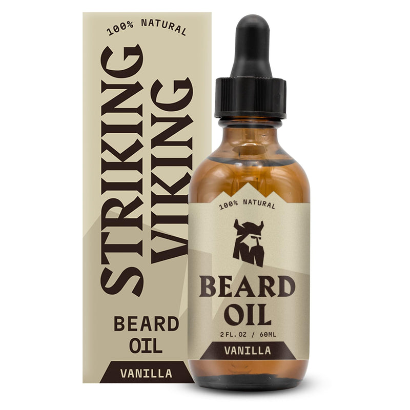 Striking Viking Vanilla Beard Oil (Large 2 oz.) - 100% Natural Beard Conditioner with Organic Argan and Jojoba Beard Oils with Vanilla Scent - Softens, Moisturizes and Strengthens Beard Growth Vanilla - NewNest Australia