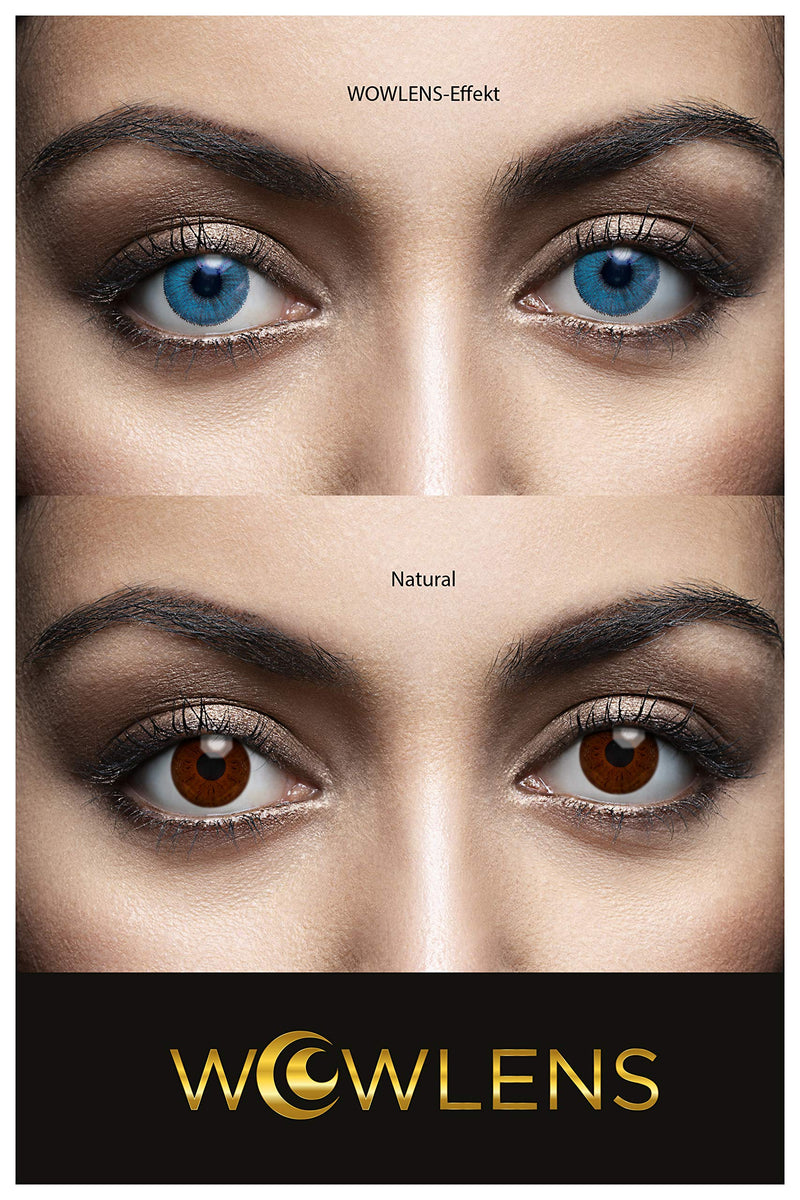 WOWLENS Very opaque and natural blue contact lenses colored DUBAI SAPPHIRE + contact lens case I 1 pair (2 pieces) I DIA 14.00 I 0.00 diopters I without strength I ice blue dark blue - NewNest Australia