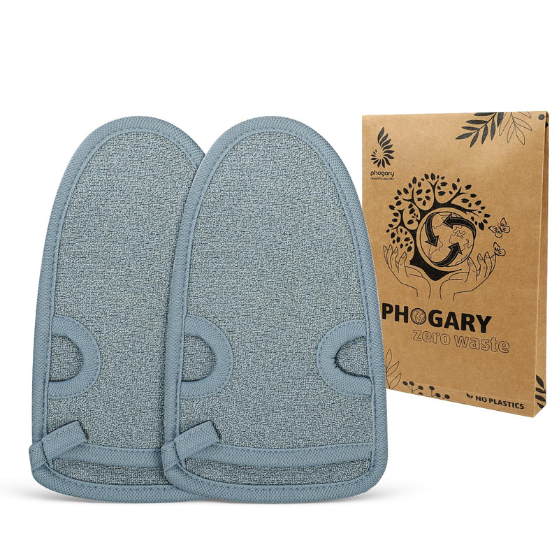 Pack of 2 peeling gloves rough for body, shower sponge body face - peeling for hammam, sauna, shower, body peeling & massage gloves (gray) grey - NewNest Australia