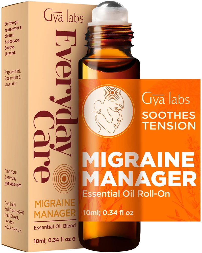 Gya Labs Migraine Relief Essential Oil Roll-On ‚ Aromatherapy, Therapeutic Grade With Essential Peppermint And Lavender Oils For Sinus, Tension Headaches And Migraines (10 Ml) - NewNest Australia