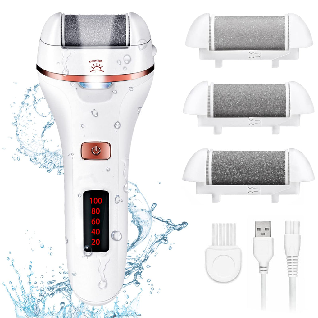 Aottom Electric Callus Remover, Waterproof Electric Foot File Remover, Rechargeable Pedicure Tools, Dead Professional Skin Remover For Foot Care With 3 Roller Heads - NewNest Australia