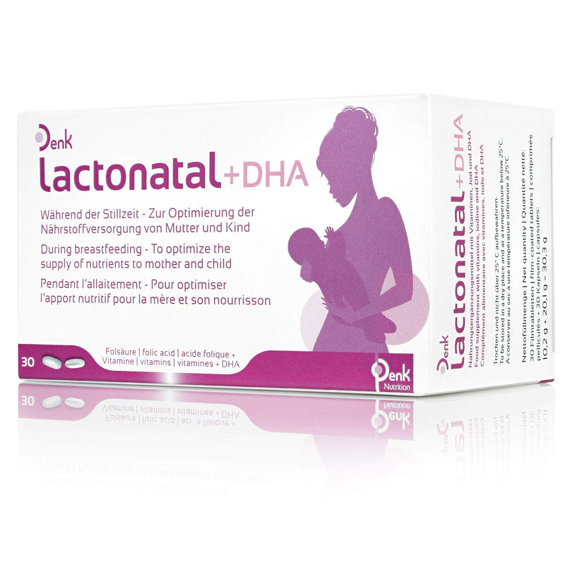 lactonatal+DHA Denk with vitamins, iodine and DHA: Nutrients for mother and child during breastfeeding, 30 film-coated tablets + 30 capsules - NewNest Australia