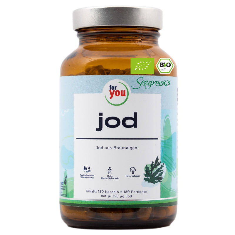 iodine organic | Highly dosed iodine from organic brown algae from Seagreens® I from organic wild collection, sustainably harvested and gently dried (79.2g = 180 portions) | vegan capsules with 256µg iodine each - NewNest Australia