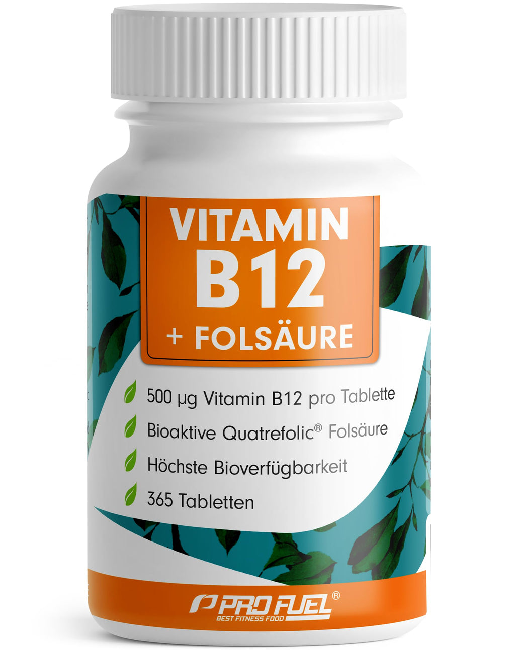 VITAMIN B12 high dose - 365 tablets - 500µg Vit B12 + FOLIC ACID 200µg per day - Methylcobalamin, Adenosylcobalamin & Hydroxocobalamin B12 + bioactive Quatrefolic® folic acid - 100% vegan 1x 365 tablets - NewNest Australia