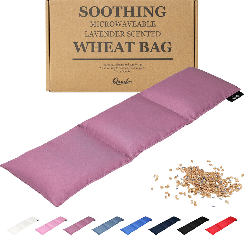 Grain pillow - Microwave heat pillow made of cotton 46 x 12 cm - Soft spelled pillow for pain relief back, neck and shoulder - Wheat and lavender filled - Great gift - Violet Purple - NewNest Australia