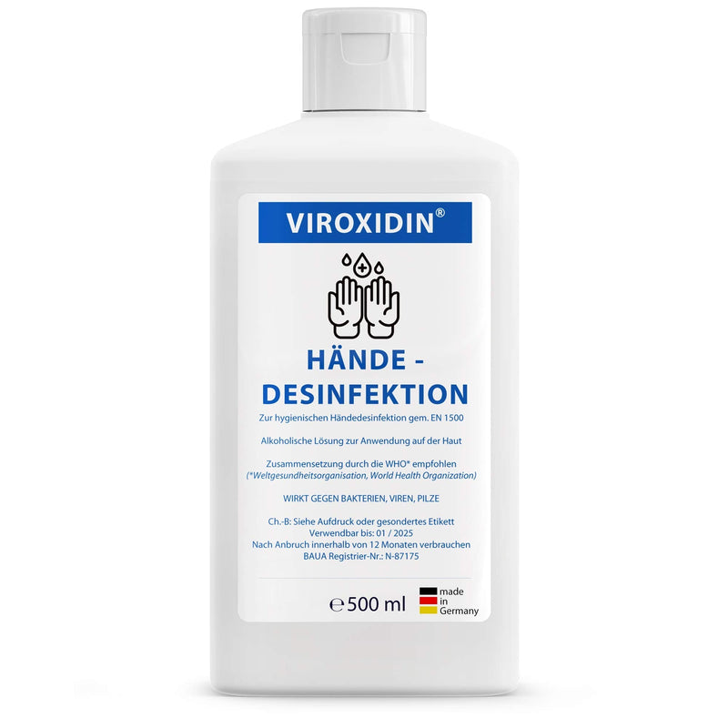 Viroxidin Disinfectant For Hands, 500 Ml Euro Dispenser Bottle, Virucide, Kills 99% Bacteria, 83% Alcohol (Ethanol), Hand Disinfectant Against Bacteria, Viruses And Fungi For Rubbing, 500 Ml (430 G) - NewNest Australia