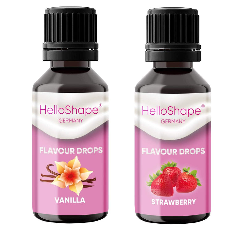 Flavor Drops sugar-free set 2x 30 ml - vanilla & strawberry | Flavor drops WITHOUT CALORIES for sweetening with dosing aid | vegan | For natural yoghurt, porridge or quark - Hello Shape 30 ml (pack of 2) - NewNest Australia