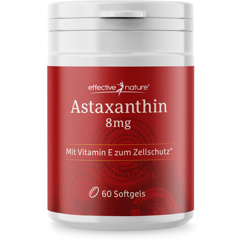 High-dose astaxanthin capsules - 60 capsules for 30 days - 8 mg astaxanthin per day - With vitamins C and E - 100% natural origin - No additives - NewNest Australia
