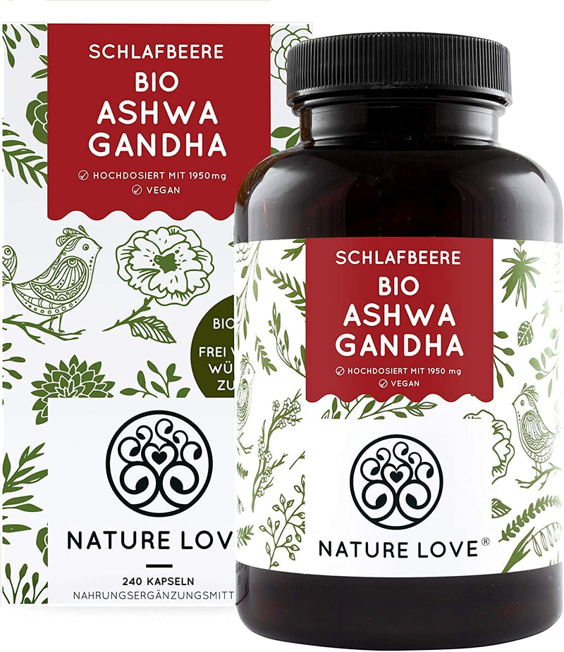 Nature Love Organic Ashwagandha ‚ Introductory Price ‚ High Dose With 1950 Mg Daily Dose ‚ 240 Capsules ‚ Premium: Original Indian Sleep Berry (Withania Somnifera) - Laboratory Tested. - NewNest Australia