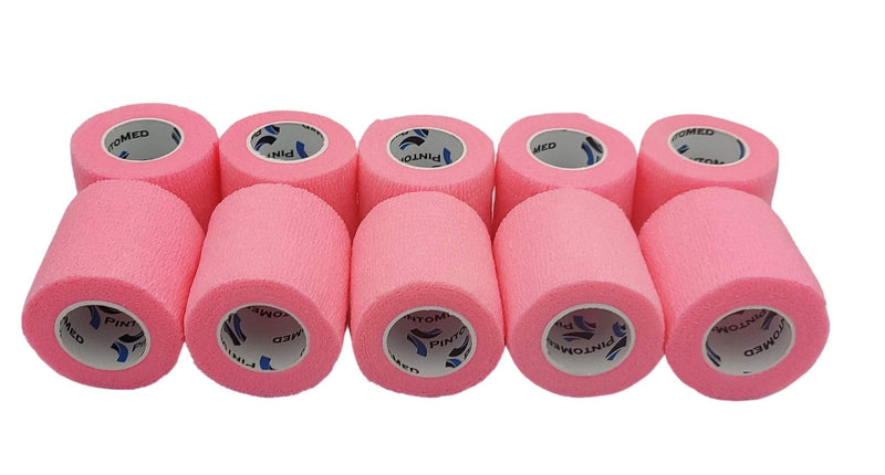 Pintomed Self-Adhesive Bandage Stretched - 10 X Pink Bandages Rolls - 5 Cm X 4.5 M Cohesive Bandage Bandage Fixation Bandage Self-Adhesive Health Plaster Sports Tape Piece For Wrist Leg Arm Vet Wrap - NewNest Australia