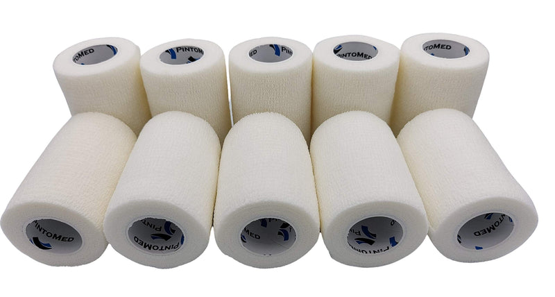 Pintomed Self-Adhesive Bandage Stretched - 10 X White Bandages Rolls - 7.5 Cm X 4.5 M Cohesive Bandage Bandage Fixation Bandage Self-Adhesive Health Plaster Sports Tape Piece For Wrist Leg Arm Vet - NewNest Australia