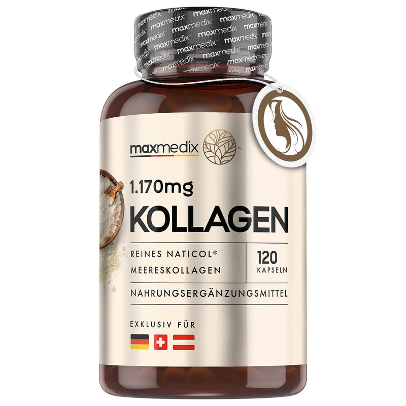 Collagen Capsules - 120 Pure Marine Collagen Capsules - 1,170 Mg Naticol Collagen Hydrolysate Type1 - Laboratory Tested In Germany By Agrolab - Fish Collagen - Collagen Protein Powder By Maxmedix - NewNest Australia