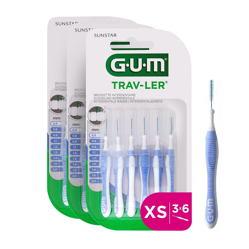 Gum Trav-Ler Interdental Brushes For Thorough Cleaning Of All Interdental Spaces Bendable Neck Teeth Cleaning And Plaque Removal 3 X 6 Pieces (Iso Size 0, 0.6 Mm) - NewNest Australia