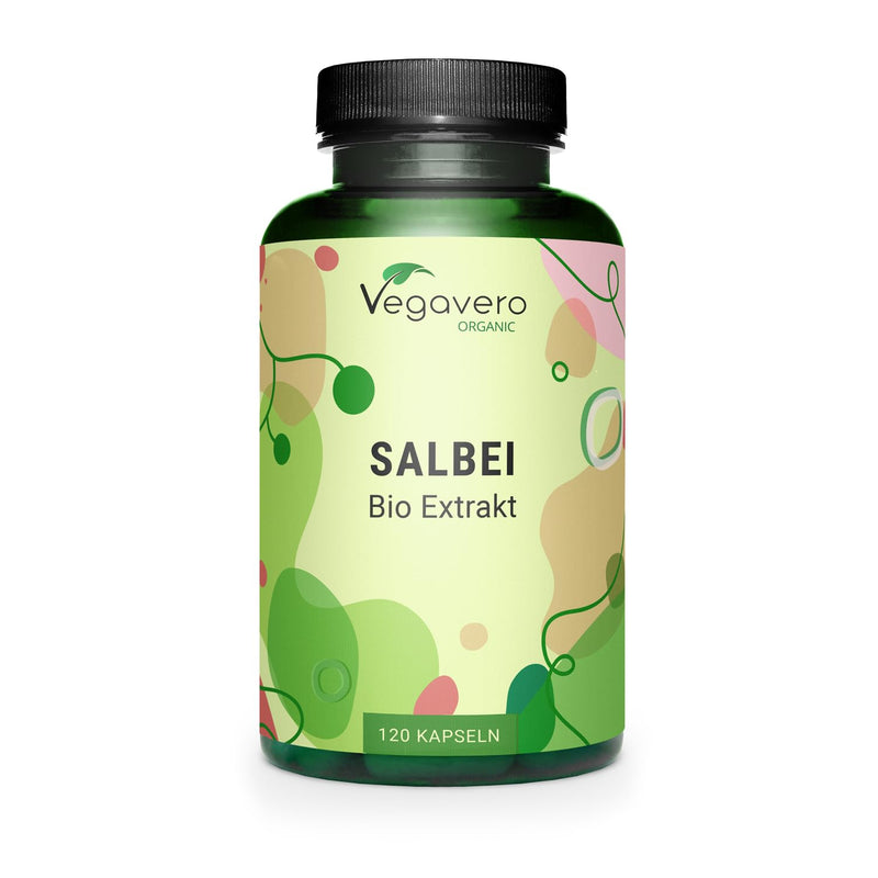 Organic Sage Capsules Vegavero, With 1% Rosemary Acid, 500 Mg Sage Extract Per Capsule, Organic Quality From France, Strong Sweating, Hot Flashes, Menopause, 120 Capsules, Vegan - NewNest Australia