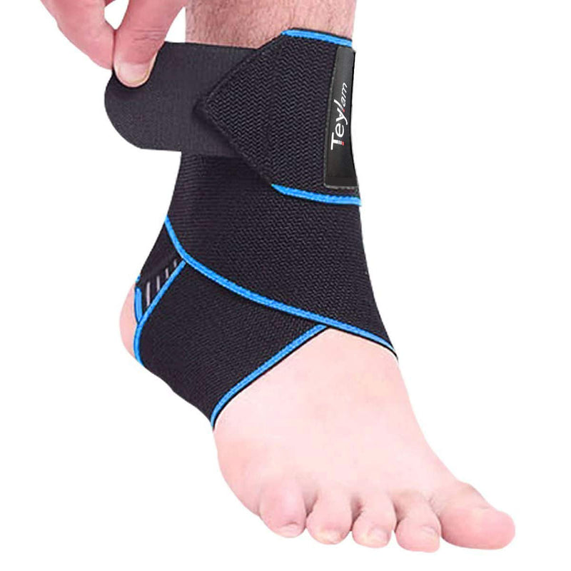 Teylam ankle bandage, adjustable ankle bandage, flexible ankle bandage, ultra thin foot bandage, running football, right and left ankle (blue). - NewNest Australia