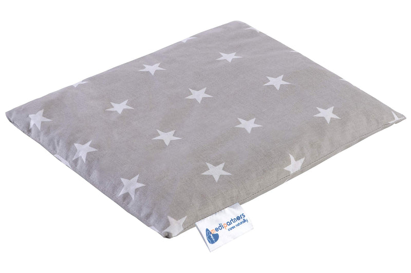 Medi Partners Cherry Stone Pillow Grain Pillow Large Heat Pillow 500g Rectangle 20x25cm Eco Natural 100% Cotton Heat + Cold Therapy Massage Therapy (White Stars with Gray) White Stars with Gray - NewNest Australia