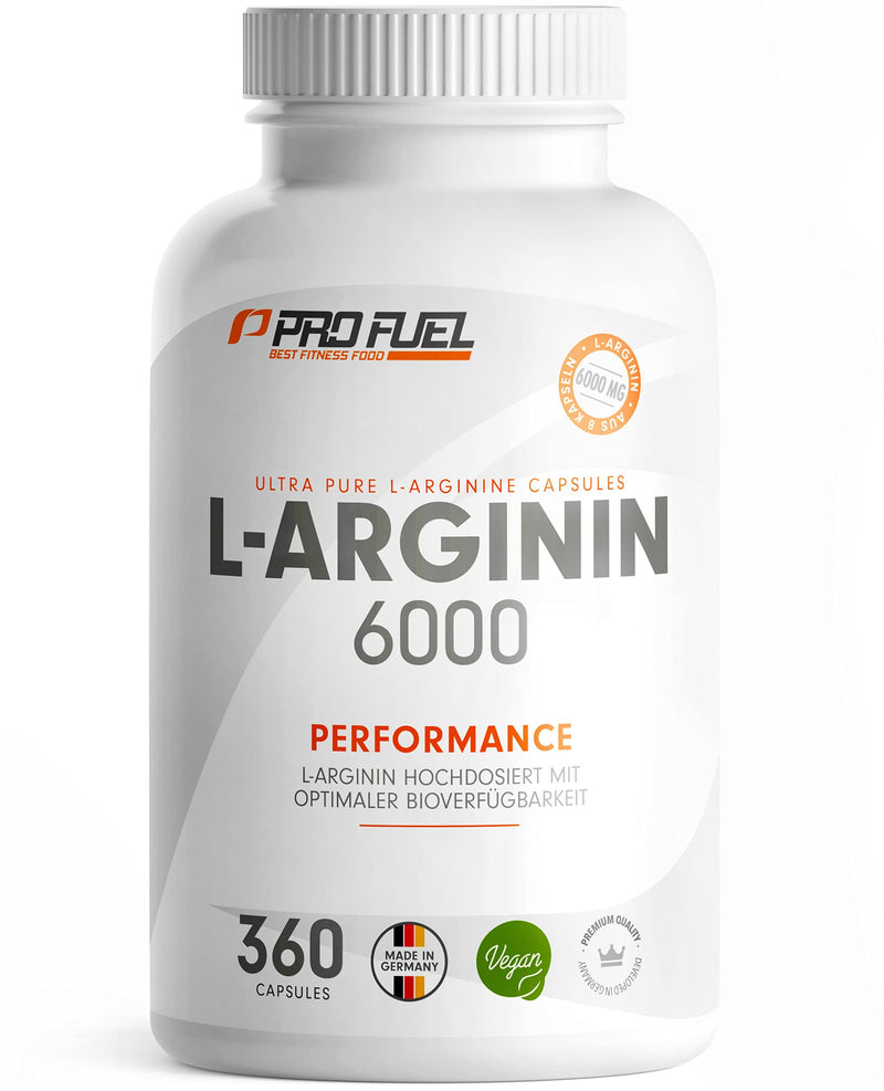 L-Arginine 360 Capsules Vegan - With 6000 Mg Vegetable Derived From Fermentation (Of Which 6000 Mg Pure L-Arginine) Per Daily Dose - No Additives - Made In Germany - 100% Vegan - NewNest Australia