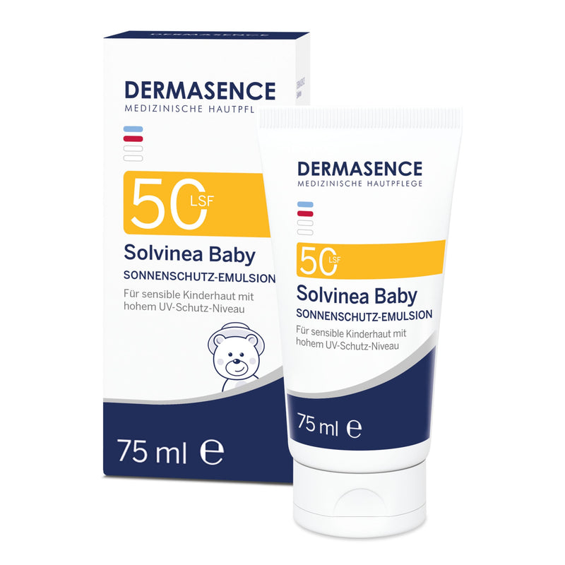 DERMASENCE Solvinea Baby SPF 50, 75 ml - high sun protection for sensitive children's skin or very dry skin prone to neurodermatitis - face and body - with vitamins E - fragrance-free - NewNest Australia