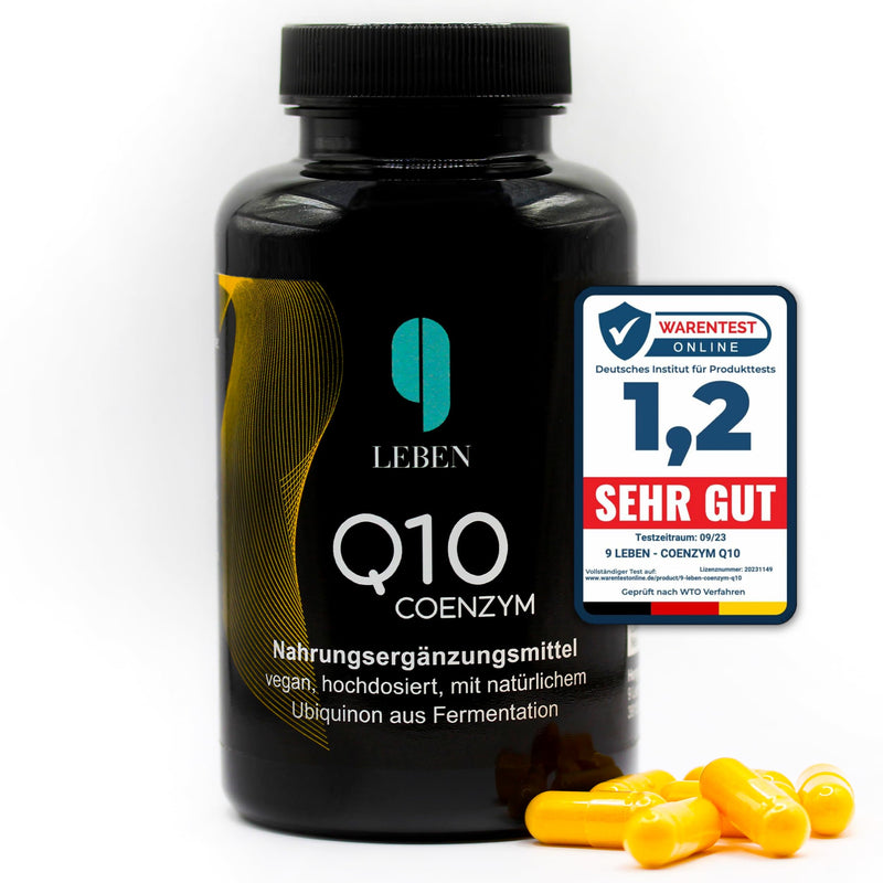 9 Leben® PREMIUM Coenzyme Q10 capsules, high dosage [FOR BEAUTIFUL SKIN] - 120x 180mg Q10 [4 months ubiquinone supply] - LAB TESTED & vegan - without additives, more energy and look younger (tested) - NewNest Australia