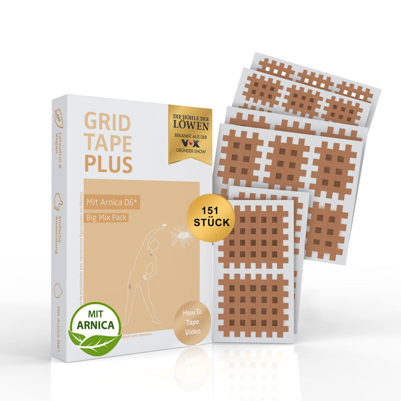 Aktimed Grid Tape Plus Mix - Patent-Based Grid Tapes With Vegetable Extract Arnica D6* - Acupuncture Plaster Dermatologically Tested - Crosstape Grid Plaster For Pain And Trigger Points - NewNest Australia