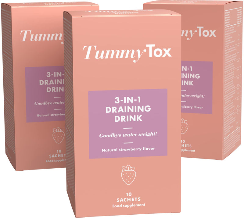 Tummytox 3-In-1 Dewatering Drink - Detox - Strawberry Drink With Cactinea, Magnesium, Dandelion - 9 Powerful Plant Ingredients - 30 Bags For 30 Days With Free E-Book - NewNest Australia