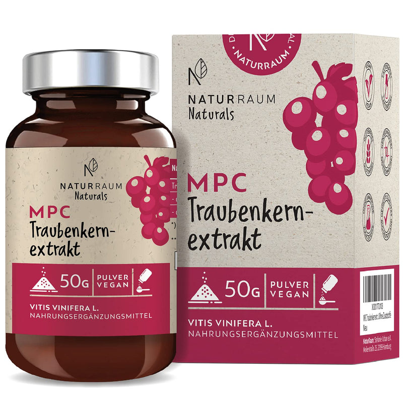 MPC grape seed extract powder I 50 g in a glass I Vegan I up to 44 times more bioavailable than OPC grape seed extract I High dosage I Quality from Champagne in France I No additives - NewNest Australia