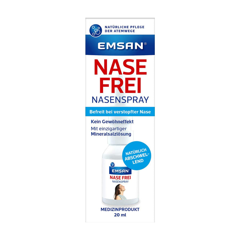 Emsan Nasal Free Nasal Spray, Naturally Decongesting For Acute Snods, Cleans The Clogged Nose Naturally, Without Habitation Effect, Unique Mineral Salt Solution, 20 Ml - NewNest Australia