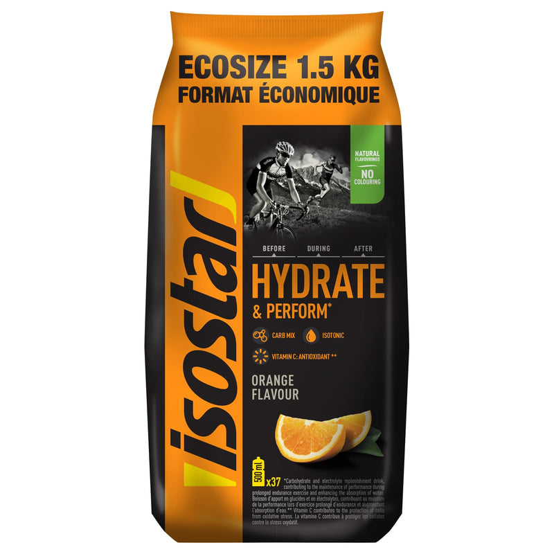 Isostar Hydrate & Perform - Flavor: Orange - Powder for Isotonic Energy Drinks - Source of Vitamin C - Natural Flavor - No Dyes - 1 Pack Economy Format 1.5 kg - NewNest Australia
