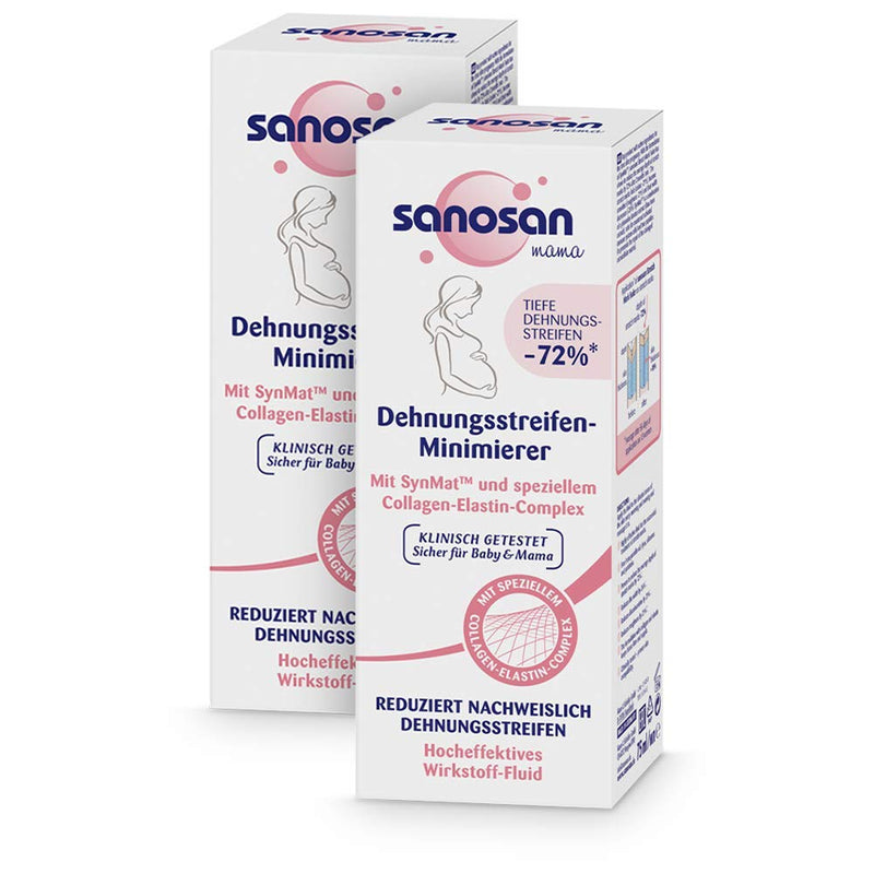 sanosan stretch mark minimizer clinically tested - proven to reduce stretch marks after pregnancy - stretch mark cream without paraffin oil, dyes, silicones (2x 75 ml) 2 pieces - NewNest Australia
