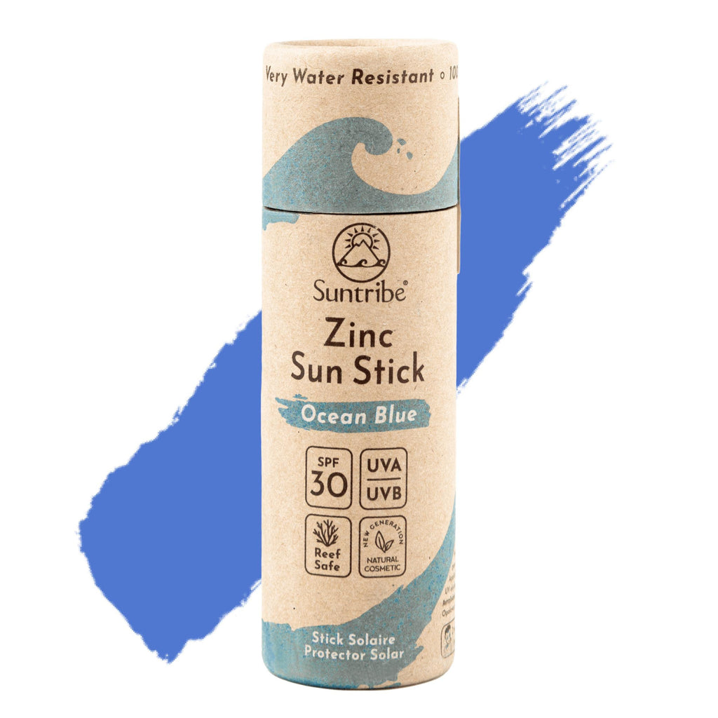 Suntribe Mineral Organic Sun Stick with Zinc SPF 30/30 g, Ocean Blue - 100% Natural, Reef Safe, Mineral UV Filter - Very Waterproof, Zero Waste - Winner Beauty Shortlist Awards 2022 Ocean Blue - NewNest Australia