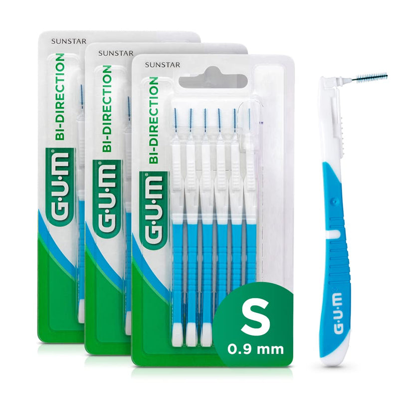 Gum Bi-Direction Dual Position Interdental Brushes | Antibacterial Bristles | 90 Degree Positioning | Teeth Cleaning And Plaque Removal | 3 X 6 Pieces (Iso Size 2, 0.9Mm) Iso Size 2, 0.9Mm [18 Units] - NewNest Australia