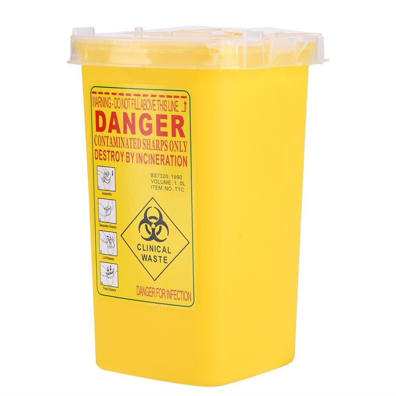 Needle Disposal Container, Cannula Drop Container, 1 Liter Medical Plastic Sharps Container, Tattoo Needles Disposal Mini Waste Box, Waste Box Waste Bin For Medical Waste (Yellow) - NewNest Australia