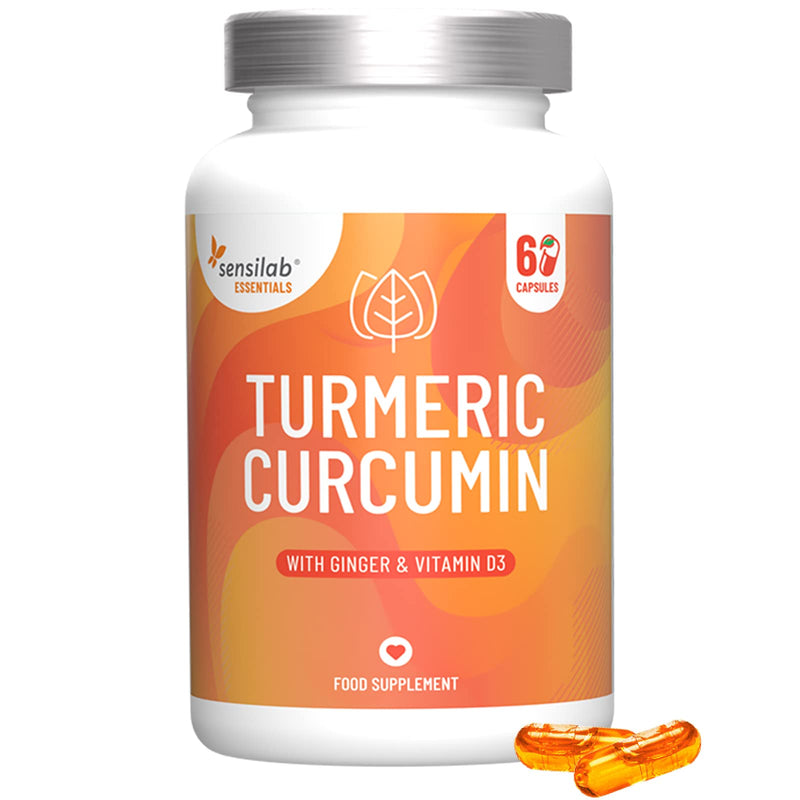 Turmeric Capsules With Vitamin D3-60 Capsule - Curcumin Capsules High Dose 1000 Mg - Ginger - Curcuma Extract - 185X Higher Bioavailability Curcuma Extract Capsules - Sensilab - NewNest Australia