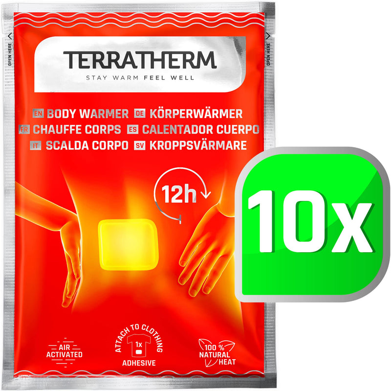 TerraTherm heat patches back, neck and shoulders - 12 hours of pleasant deep warmth, back warmer - body warmer self-adhesive and air-activated - 10 pieces - NewNest Australia