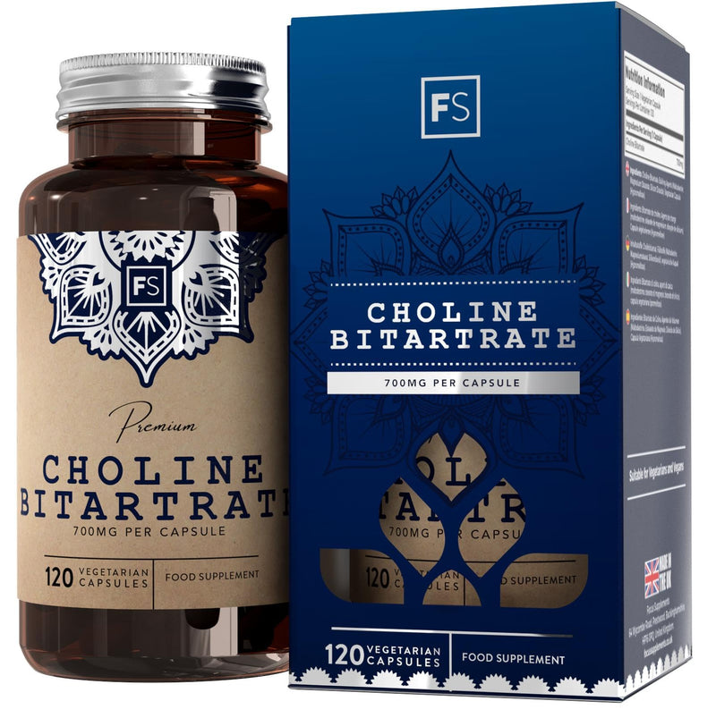 Fs Choline Bitartrate High Dose 700 Mg Capsules | 120 Choline Vegan Tablets | Nootropic For Brain & Concentration Choline Capsules | Milk And Gluten Free | Made In Iso Certified Companies - NewNest Australia