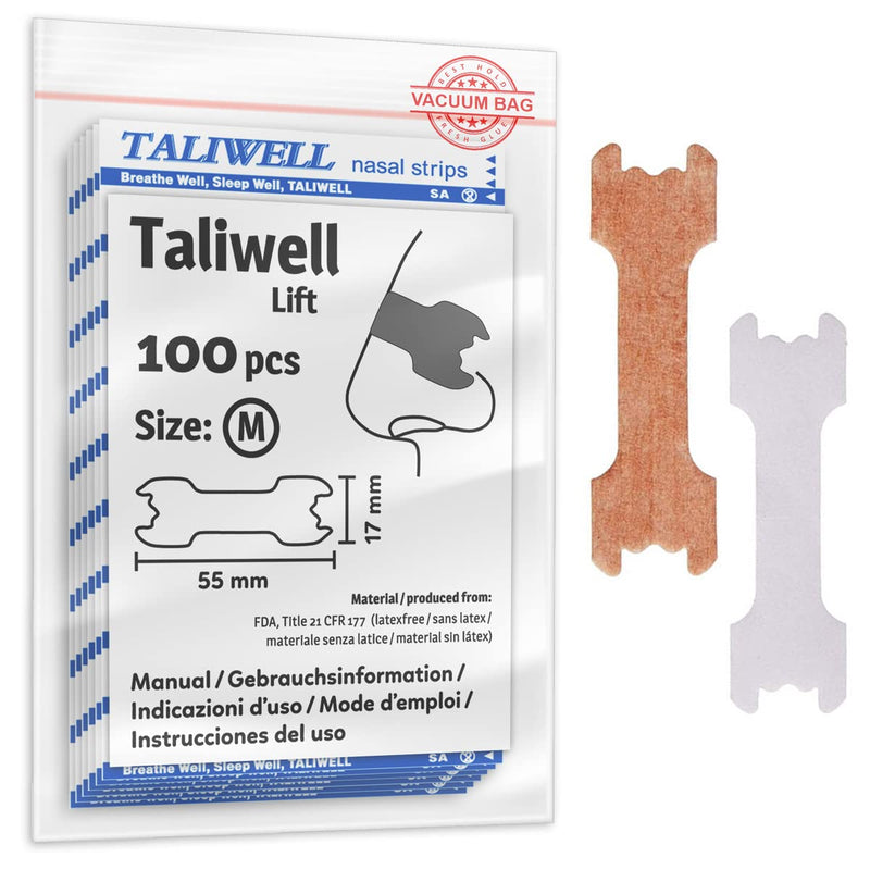Taliwell Nose Plasters Pack of 100 M Medium Better Breathing While Sleeping, Sports, Sniffs, Nose Strips Against Snoring, Anti-Snoring Plaster Stopper - NewNest Australia