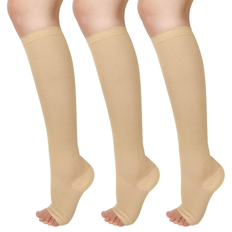 Ikfashoni 3 Pairs Of Compression Stockings For Men And Women Medical Knee Socks Without Toe Beige Thrombosis Stockings Support Stockings For Graduated Varicose Veins Circulation - NewNest Australia