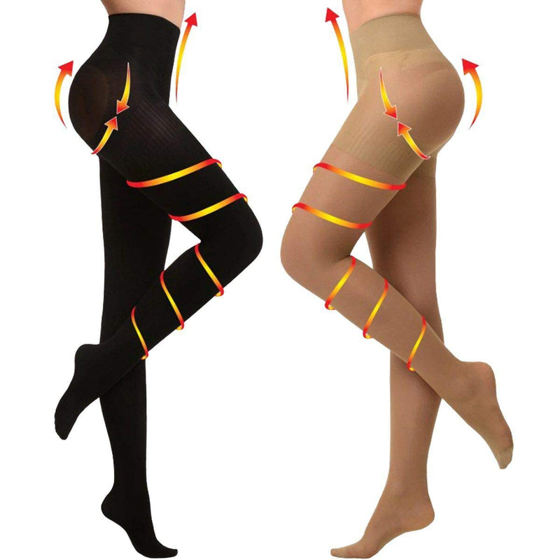 Yisemeya 2 Pairs Of Medical Compression Stockings Women'S Long, 20-30 Mmhg Support Stockings Women, Opaque Toe Wrap Compression Tights Women'S Class Support For Varicose Veins, Edema - NewNest Australia