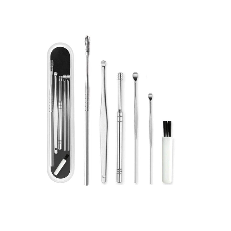 Jzk 5 Pcs Stainless Steel Ear Cleaner Kit With Box, Earwax Curette, Ear Cleaning Tool, Stainless Steel Earwax Remover Spiral, Earwax Pick, Tooth Cleaning Kit (Silver) - NewNest Australia