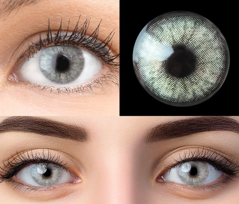 Glamlens Keira Gray Gray + Container | Very Strong Opaque Natural Gray Contact Lenses Colored Monthly Contact Lenses Made Of Silicone Hydrogel | 1 Pair (2 Pieces) | Slide 14.20 | Without Strength - NewNest Australia