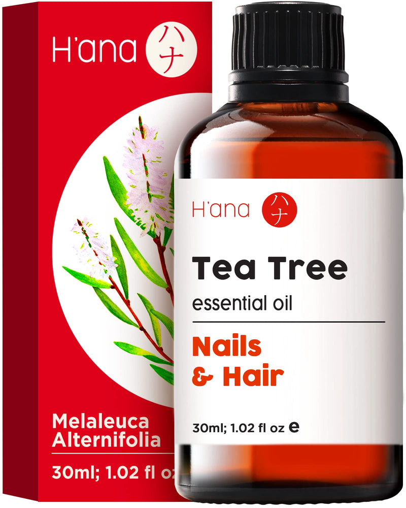H'Ana Pure Australian Tea Tree Oil For Skin, Hair, Face And Toenails (30Ml) - 100% Therapeutic Natural Melaleuca Tea Tree Oil For Piercings, Scalp And Hair Growth - NewNest Australia