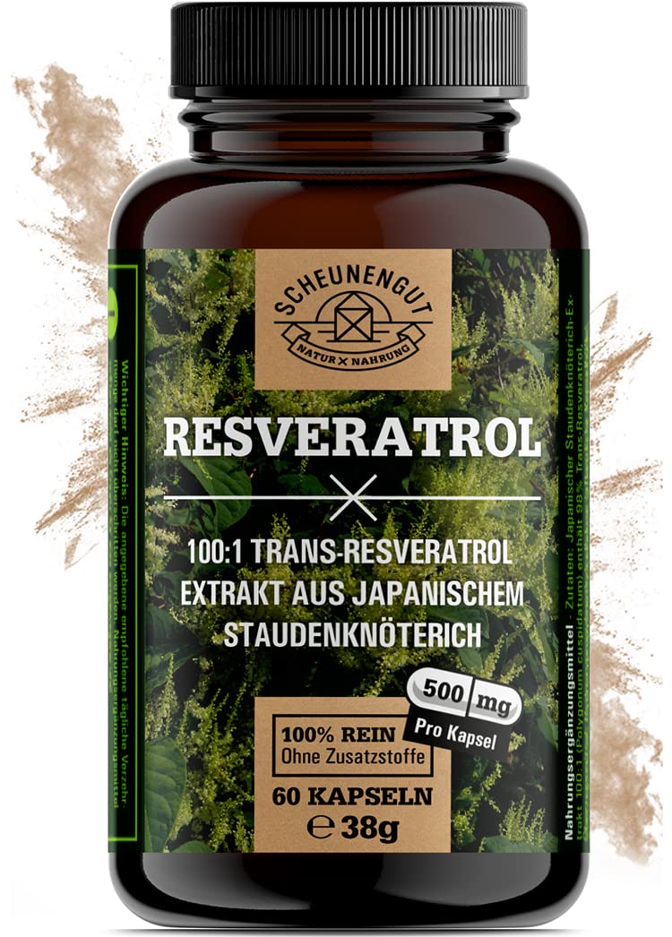 Resveratrol -1000Mg Per Daily Dose- Important: 100:1 Extract (=50,000Mg Japanese Knotweed Root Per Dose) + Piperine I 98% Trans-Resveratrol High Dose I Laboratory Tested I From De I Scheunengut - NewNest Australia