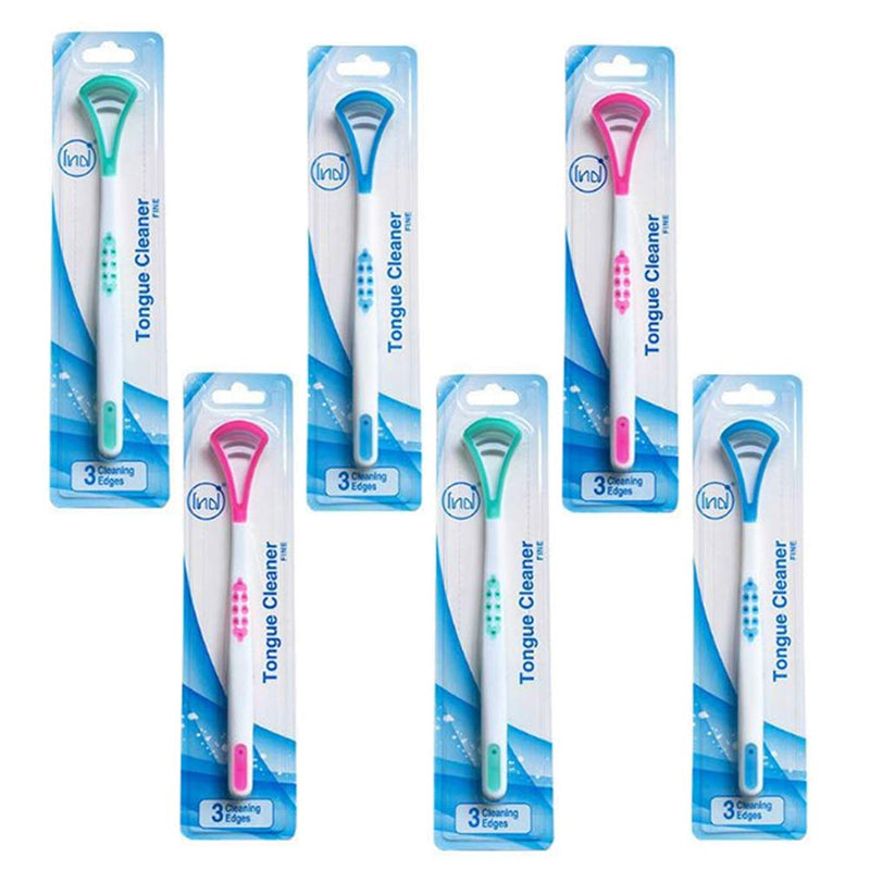 Intvn Tongue Cleaner With Silicone Handle Pack Of 6 Tongue Brush Tongue Cleaner Brush Safe Fresh Breath Removes Plaque On Tongue Extra Flat Prevents Bad Breath - NewNest Australia