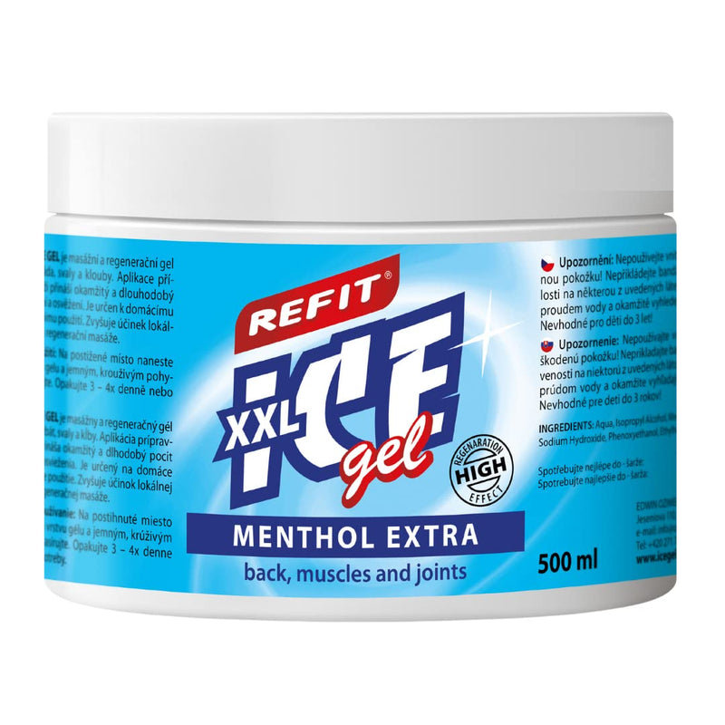 Refit Ice Gel Menthol Extra XXL 500 ml - Extra pain gel - high menthol content - extra cooling - suitable for leisure and professional sports - for regeneration and relaxation - unique formula 500 ml (pack of 1) - NewNest Australia