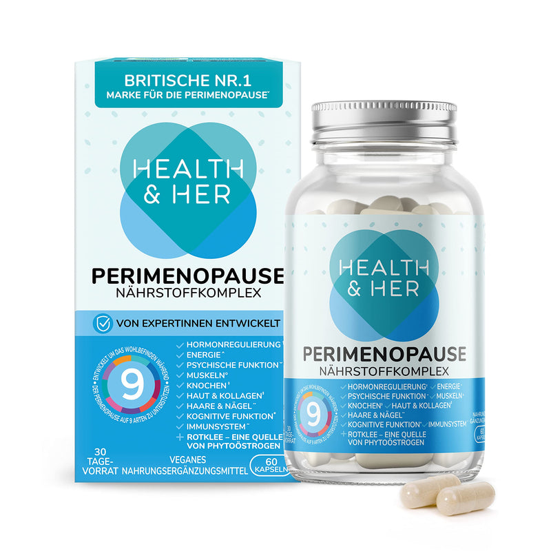 Health & Her Perimenopause - with 800mg red clover, 50mg yam, iron, vitamin B6 and B12, maca extract for better hormone balance in early menopause - Menopause 60 capsules - NewNest Australia