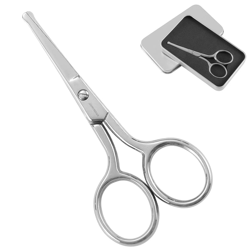 JARVISTAR Nose Hair Scissors Ear Hair Scissors Beard Scissors with Stainless Steel Straight Rounded Tip, Premium Manicure Stainless Steel Rounded Facial Scissors for Men, Nail Scissors, 93 mm Silver & Straight - NewNest Australia