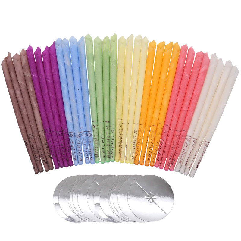 Natural Ear Candles, 32 Pieces (8 Colors), Cylinder Scented Hollow Taper Candles with 16 Protective Discs - NewNest Australia