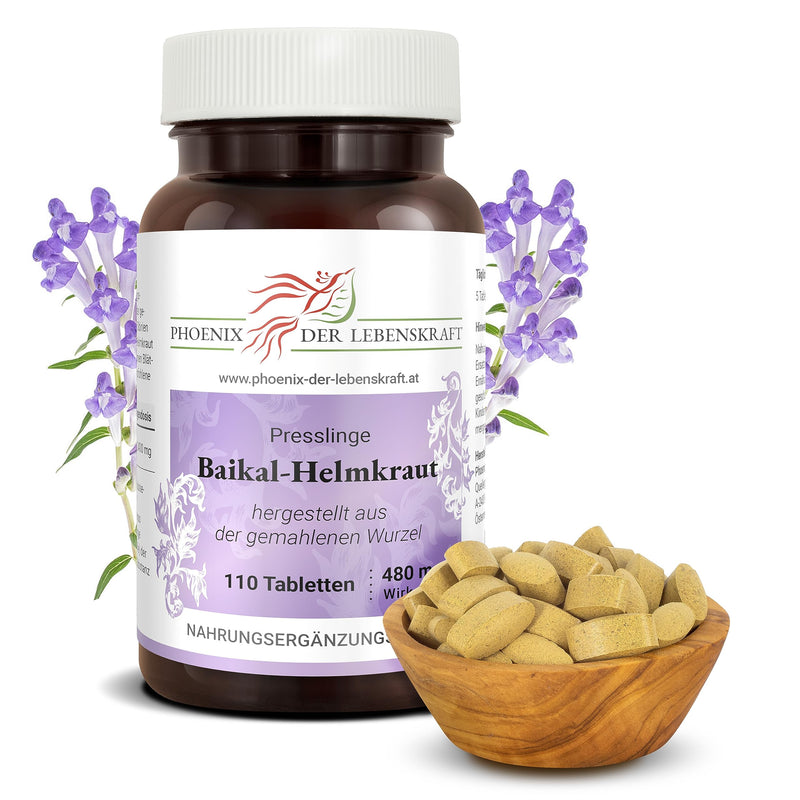 Baikal Skullcap Tablets Of 480 Mg Active Ingredient (Scutellaria Baicalensis), 110 Tablets, Premium Quality, Made In Austria, Tablets Instead Of Capsules, Vegan - NewNest Australia